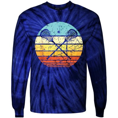 Lacrosse Vintage Retro Lacrosse Stick Sun Gift Tie-Dye Long Sleeve Shirt