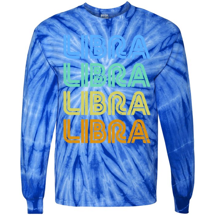 Libra Vintage Retro Design Libra Zodiac Sign / Constellation Cool Gift Tie-Dye Long Sleeve Shirt