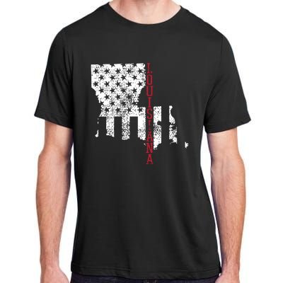 Louisiana Vintage Retro Usa Flag America Merica 4th Of July Adult ChromaSoft Performance T-Shirt