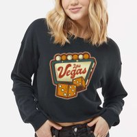 Las Vegas Retro Sign Cropped Pullover Crew