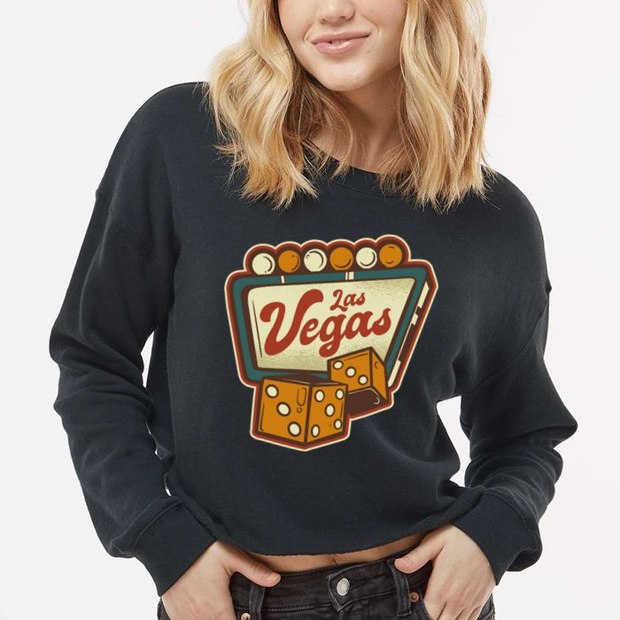 Las Vegas Retro Sign Cropped Pullover Crew