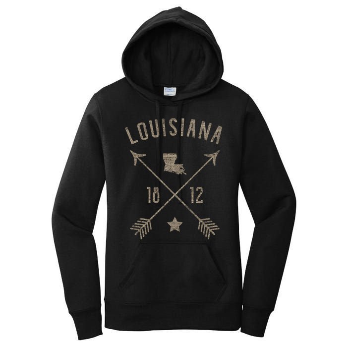 Louisiana Vintage Retro Bohemian Arrows Women's Pullover Hoodie