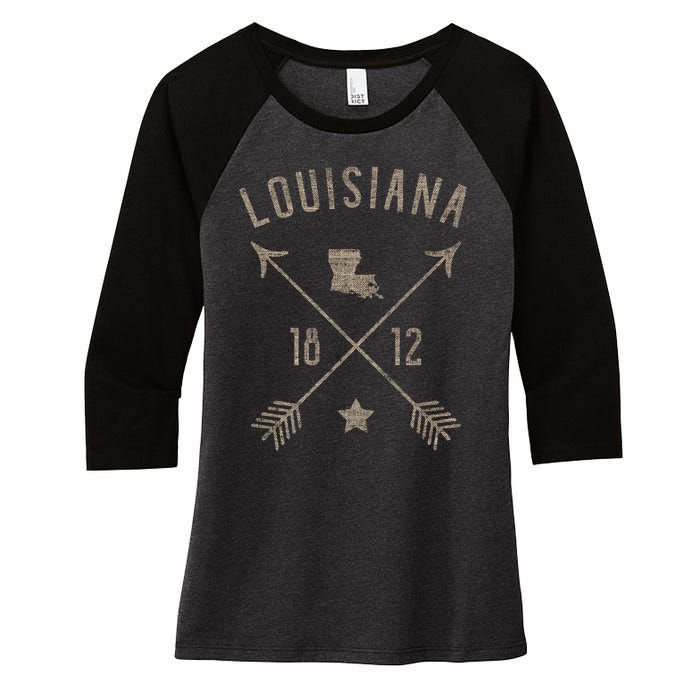 Louisiana Vintage Retro Bohemian Arrows Women's Tri-Blend 3/4-Sleeve Raglan Shirt