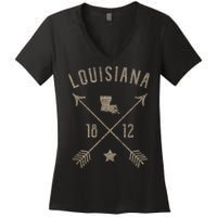 Louisiana Vintage Retro Bohemian Arrows Women's V-Neck T-Shirt