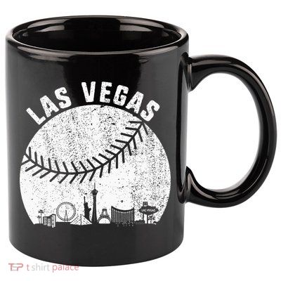 Las Vegas Skyline Baseball Fan Vintage Baseball Las Vegas 11oz C Handle Ceramic Mug