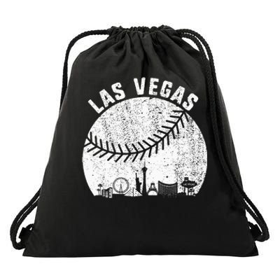 Las Vegas Skyline Baseball Fan Vintage Baseball Las Vegas Drawstring Bag