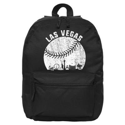 Las Vegas Skyline Baseball Fan Vintage Baseball Las Vegas 16 in Basic Backpack