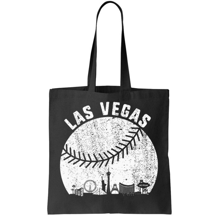 Las Vegas Skyline Baseball Fan Vintage Baseball Las Vegas Tote Bag