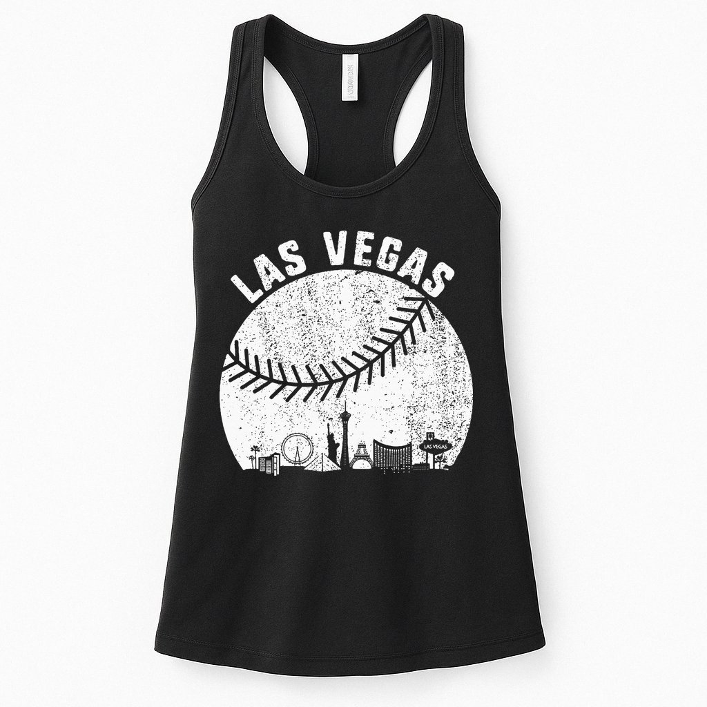 Las Vegas Skyline Baseball Fan Vintage Baseball Las Vegas Womens Tank Top