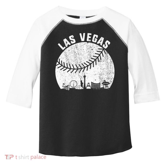 Las Vegas Skyline Baseball Fan Vintage Baseball Las Vegas Toddler Fine Jersey T-Shirt