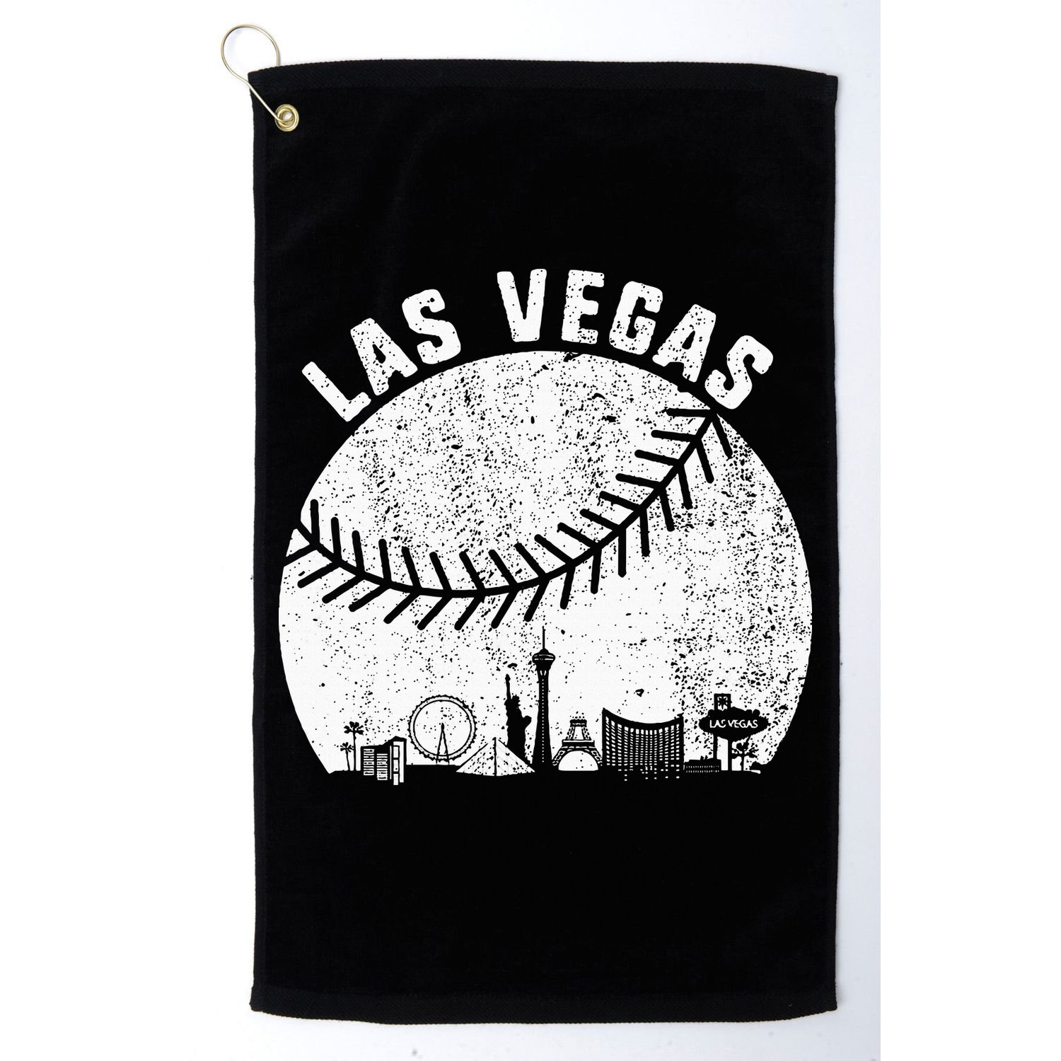 Las Vegas Skyline Baseball Fan Vintage Baseball Las Vegas Golf Towel