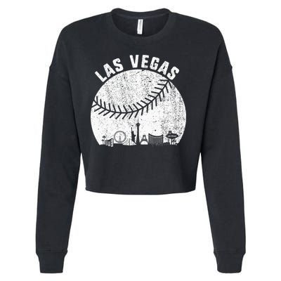 Las Vegas Skyline Baseball Fan Vintage Baseball Las Vegas Cropped Pullover Crew