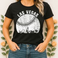 Las Vegas Skyline Baseball Fan Vintage Baseball Las Vegas Womens T-Shirt