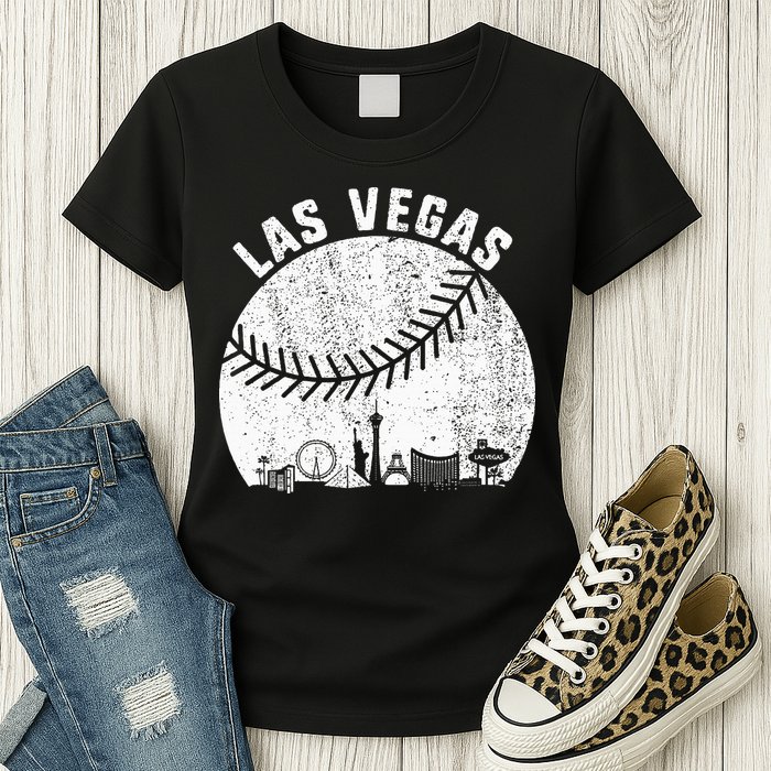 Las Vegas Skyline Baseball Fan Vintage Baseball Las Vegas Womens T-Shirt