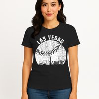 Las Vegas Skyline Baseball Fan Vintage Baseball Las Vegas Womens T-Shirt