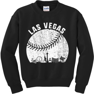 Las Vegas Skyline Baseball Fan Vintage Baseball Las Vegas Kids Sweatshirt