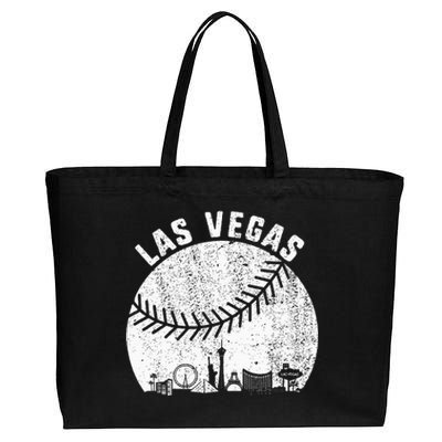 Las Vegas Skyline Baseball Fan Vintage Baseball Las Vegas Cotton Canvas Jumbo Tote