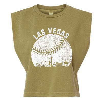 Las Vegas Skyline Baseball Fan Vintage Baseball Las Vegas Garment-Dyed Women's Muscle Tee