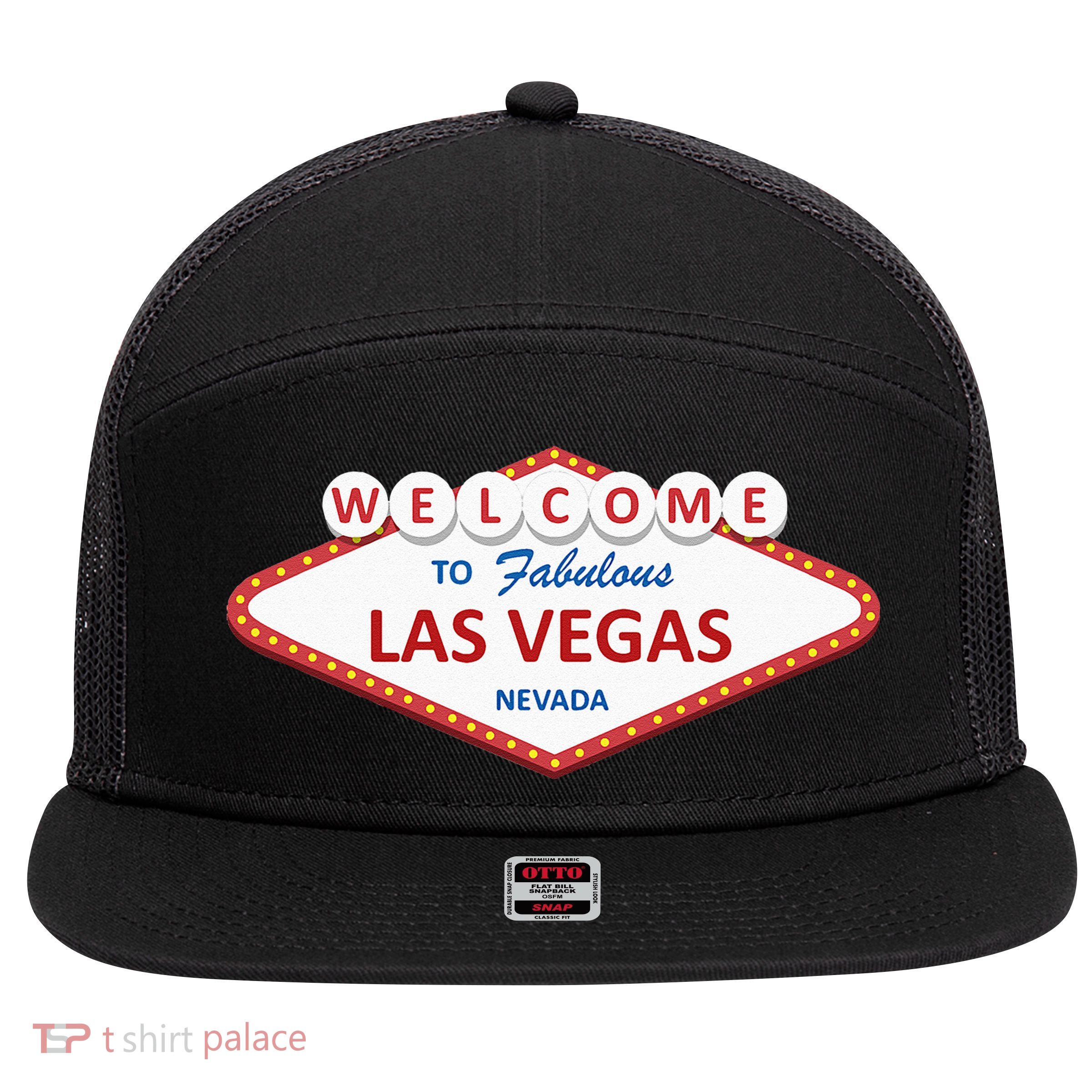Las Vegas Sign Nevada Aesthetic 7 Panel Mesh Trucker Snapback Hat