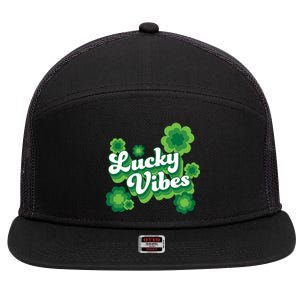 Lucky Vibes St Patricks Day Gift 7 Panel Mesh Trucker Snapback Hat