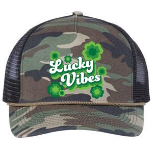 Lucky Vibes St Patricks Day Gift Retro Rope Trucker Hat Cap