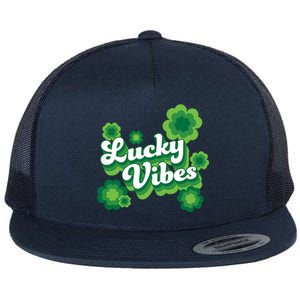 Lucky Vibes St Patricks Day Gift Flat Bill Trucker Hat