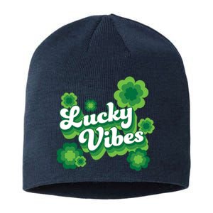 Lucky Vibes St Patricks Day Gift Sustainable Beanie