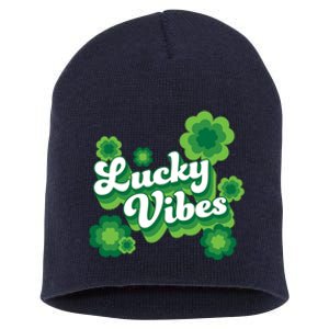 Lucky Vibes St Patricks Day Gift Short Acrylic Beanie