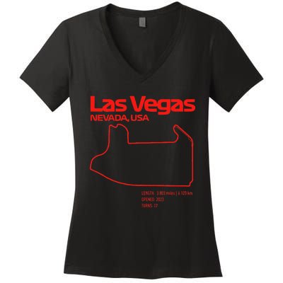 Las Vegas Street Circuit Formula Racing Sport Women's V-Neck T-Shirt