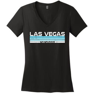 Las Vegas State Of Nevada Blue Sunset Vintage Women's V-Neck T-Shirt