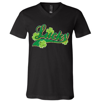 Lucky Vintage St Patrick's Day V-Neck T-Shirt
