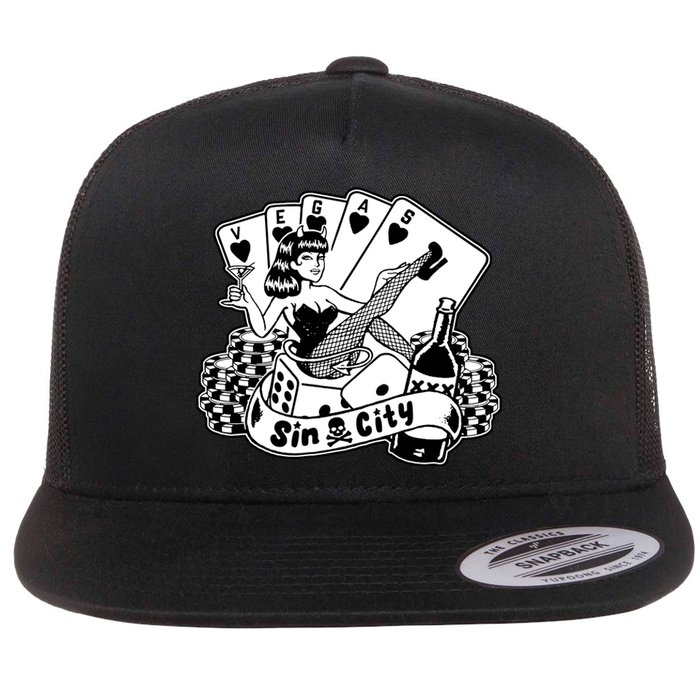 Las Vegas Sin City Flat Bill Trucker Hat