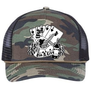 Las Vegas Sin City Retro Rope Trucker Hat Cap