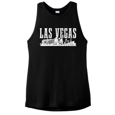 Las Vegas Skyline Pride Vintage Las Vegas Nevada Ladies PosiCharge Tri-Blend Wicking Tank