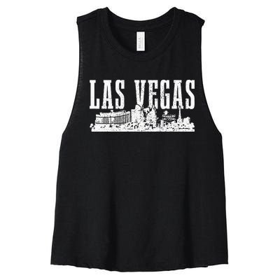 Las Vegas Skyline Pride Vintage Las Vegas Nevada Women's Racerback Cropped Tank