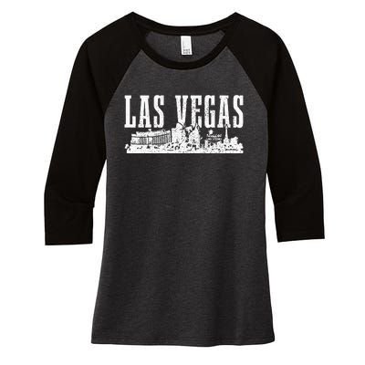 Las Vegas Skyline Pride Vintage Las Vegas Nevada Women's Tri-Blend 3/4-Sleeve Raglan Shirt