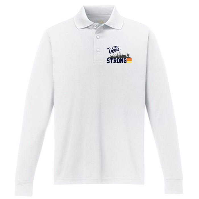 Las Vegas Strong Performance Long Sleeve Polo