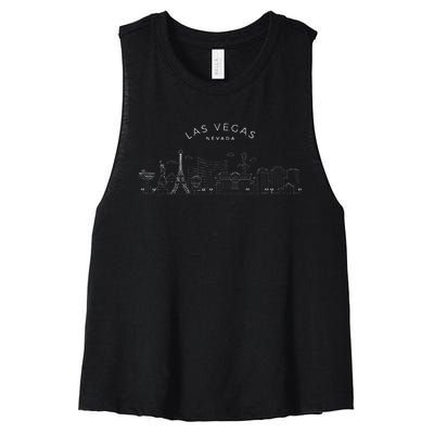 Las Vegas Skyline NV Pride Vintage Las Vegas Nevada Women's Racerback Cropped Tank