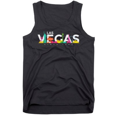 Las Vegas Skyline Retro Vintage Nevada Souvenir Gift Tank Top