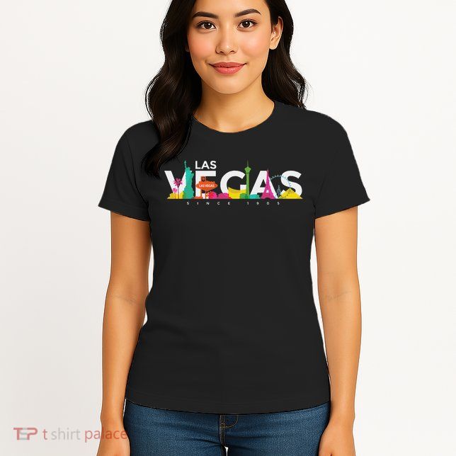 Las Vegas Skyline Retro Vintage Nevada Souvenir Gift Womens T-Shirt