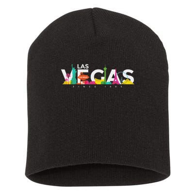 Las Vegas Skyline Retro Vintage Nevada Souvenir Gift Short Acrylic Beanie