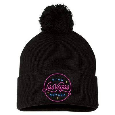 Las Vegas Sign Nevada Aesthetic Design Classic Pom Pom 12in Knit Beanie