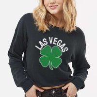 Las Vegas Shamrock St. Patrick's Day Saint Paddy's Irish Cropped Pullover Crew