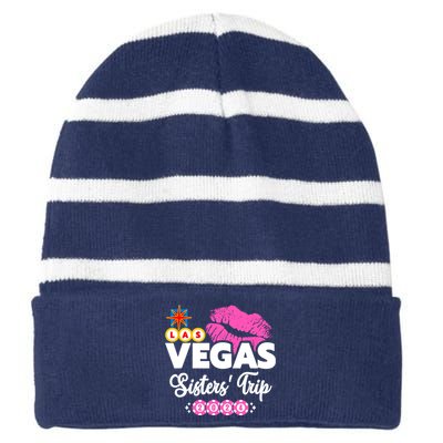 Las Vegas Sisters Trip 2024 Girl Trip Striped Beanie with Solid Band