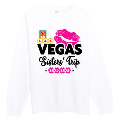 Las Vegas Sisters Trip 2024 Girl Trip Premium Crewneck Sweatshirt