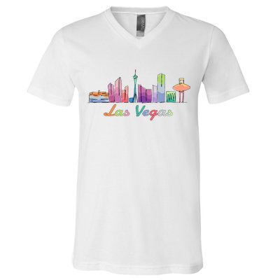 Las Vegas Skyline Aesthetic Design Classic V-Neck T-Shirt