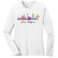 Las Vegas Skyline Aesthetic Design Classic Ladies Long Sleeve Shirt