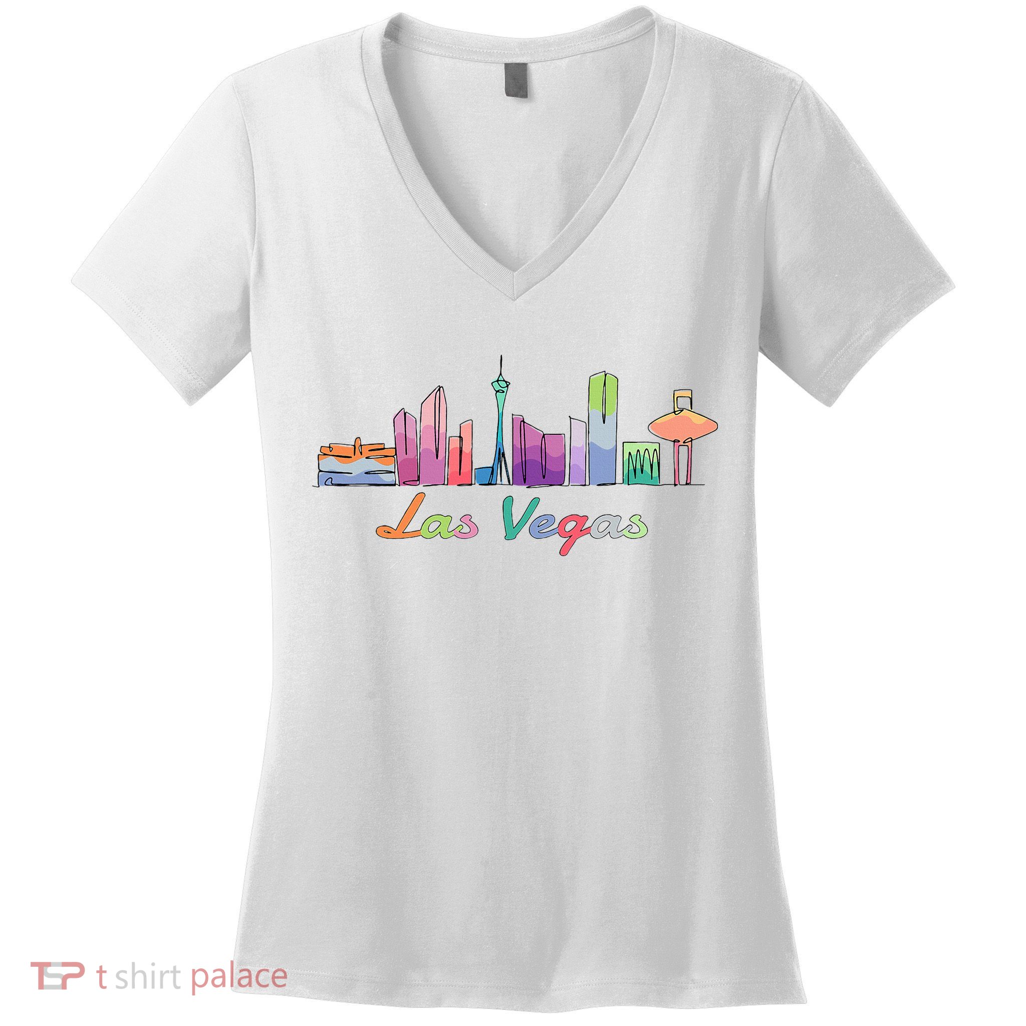 Las Vegas Skyline Aesthetic Design Classic Women's V-Neck T-Shirt