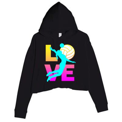 Love Volleyball Teen Gift Crop Fleece Hoodie