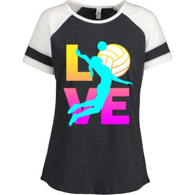 Love Volleyball Teen Gift Enza Ladies Jersey Colorblock Tee